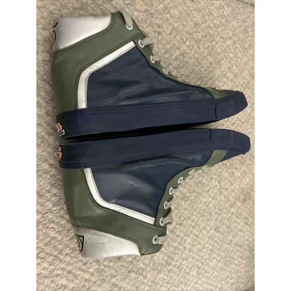Naruto Shippuden Kakashi Run Hi-Top Sneakers Size 9 Blue Green Silver Anime